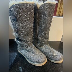 Mascotte  Sparkly Gray Tall Boots with Buttons